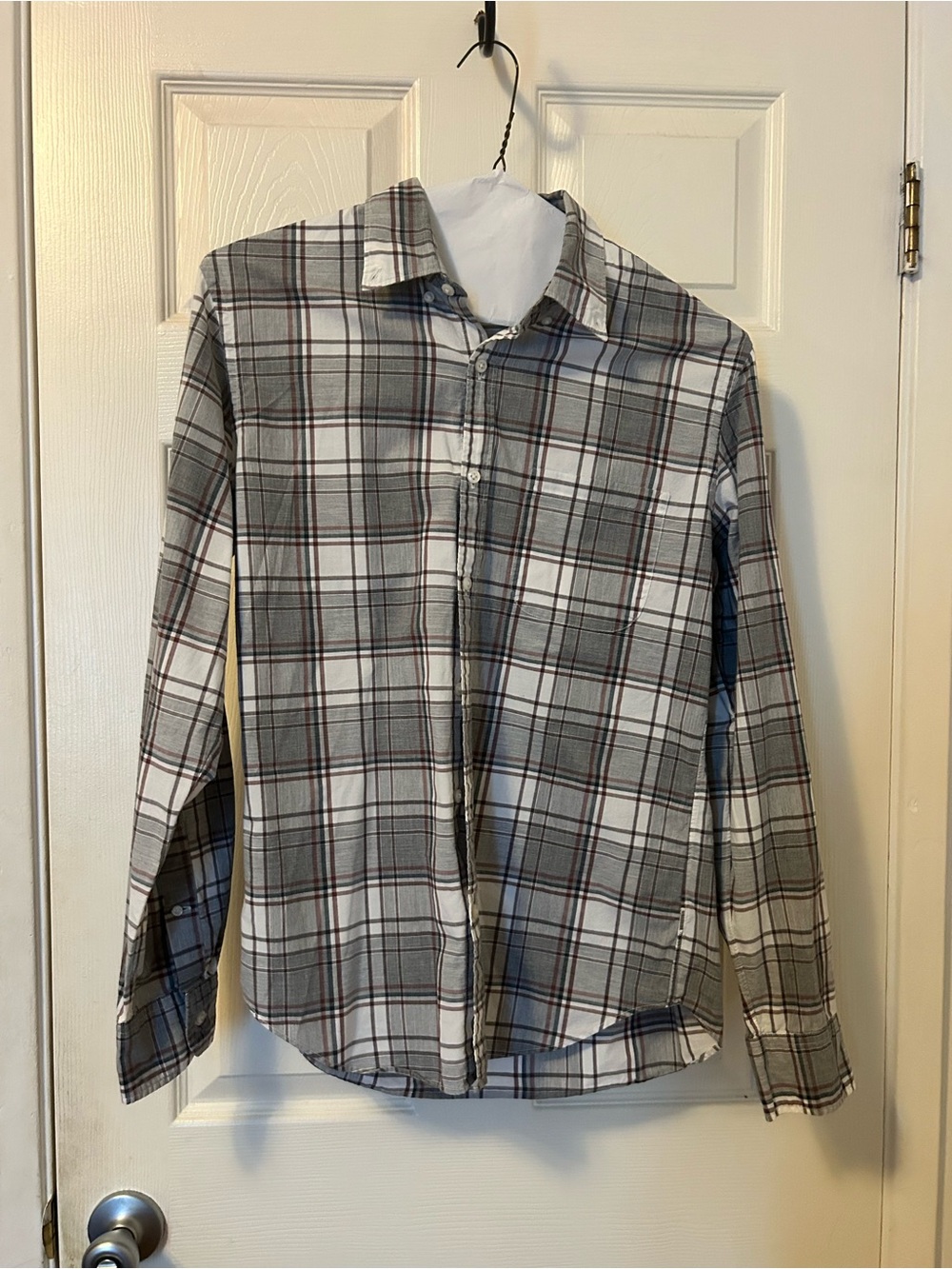 J. Crew Gray and White Plaid Button-Down Shirt